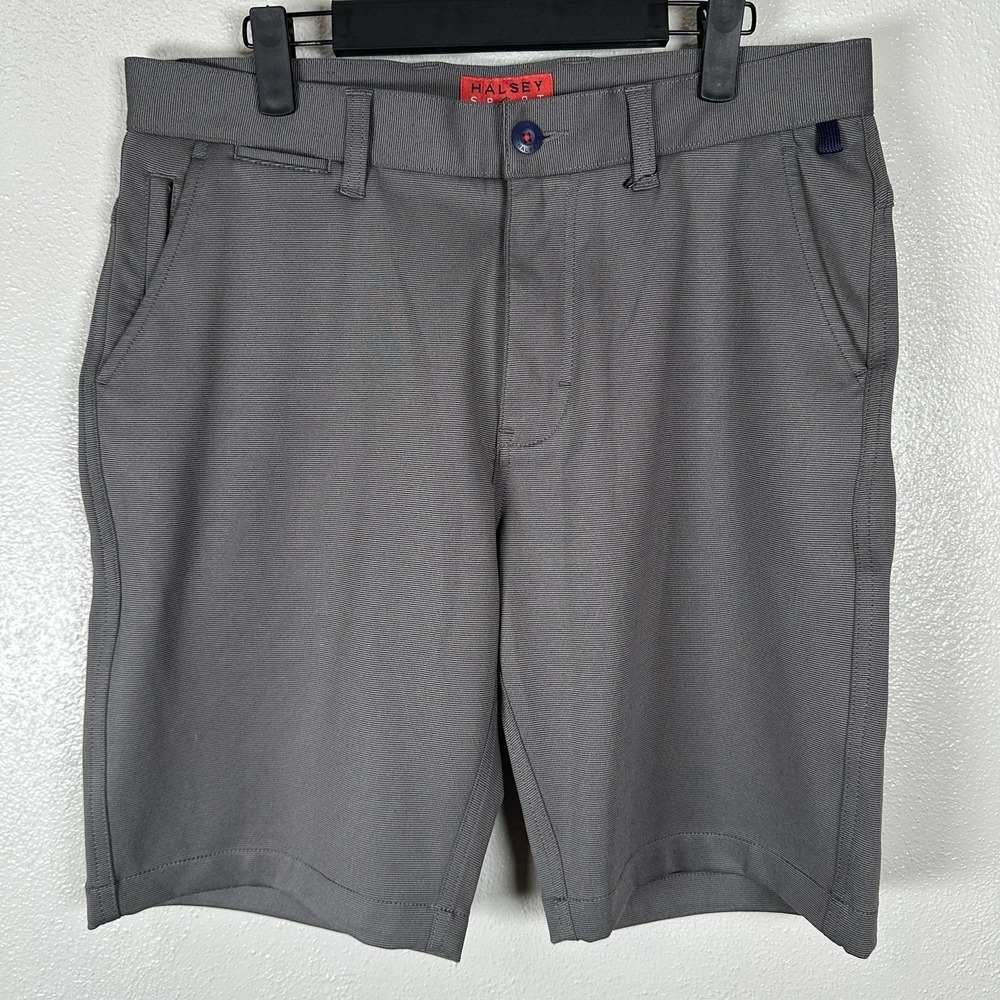 Halsey Breakwater Sport Shorts Mens 32 Gray Striped Golf Athletic Gym Training